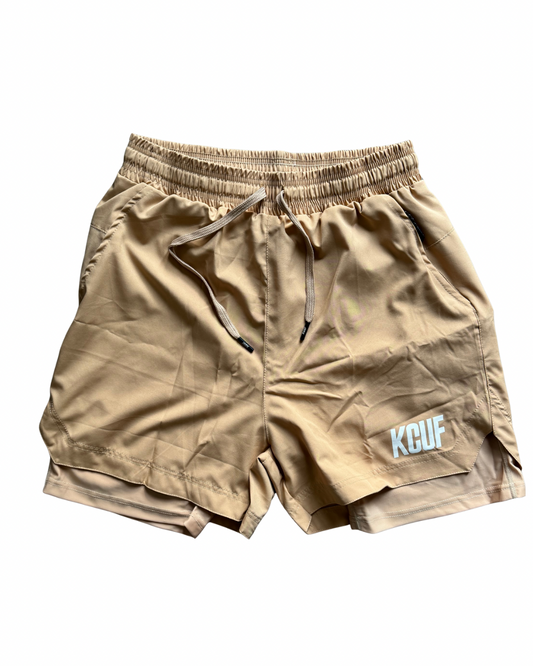 Men's Tan Strung Out 5 Inch Short (lined)