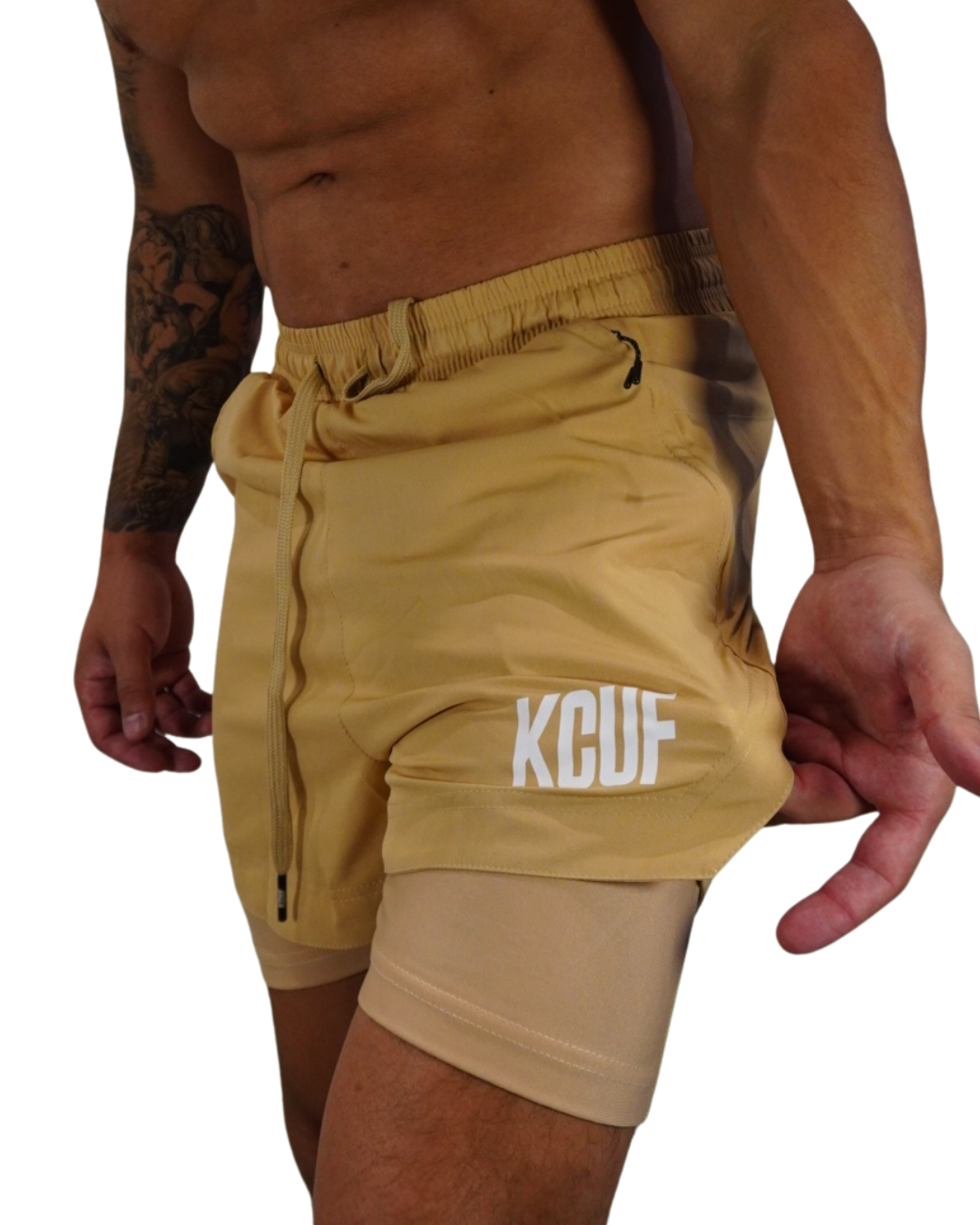 Men's Tan Strung Out 5 Inch Short (lined)