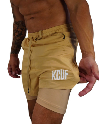 Men's Tan Strung Out 5 Inch Short (lined)